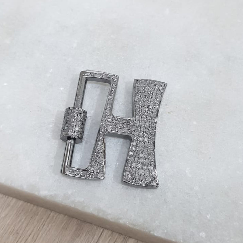 Secrets Within Clasps, Glorious H Latter Clasp With Pave Layers, Clasp, Silver Jewelry