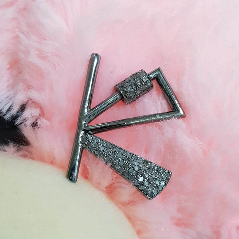 Glorious K Latter Clasp With Pave Layers, Silver Jewelry