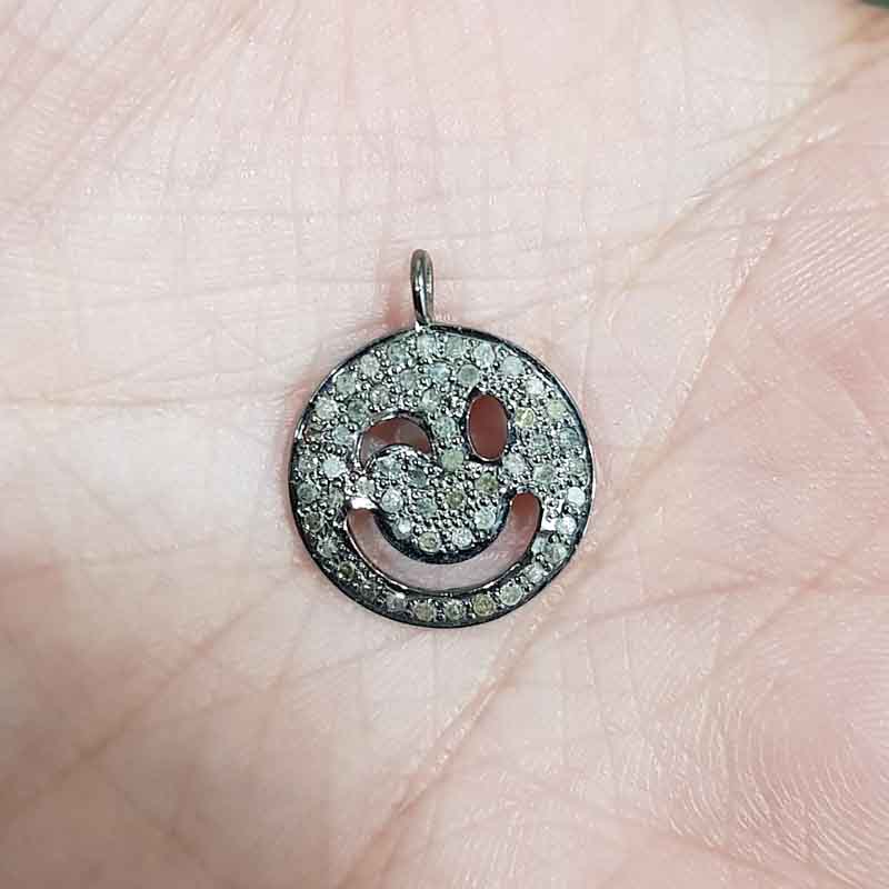 Stunning Pave Diamond Emoji Charm, Emoji Charm Pendant, Minimalist Emoji Designer Necklace