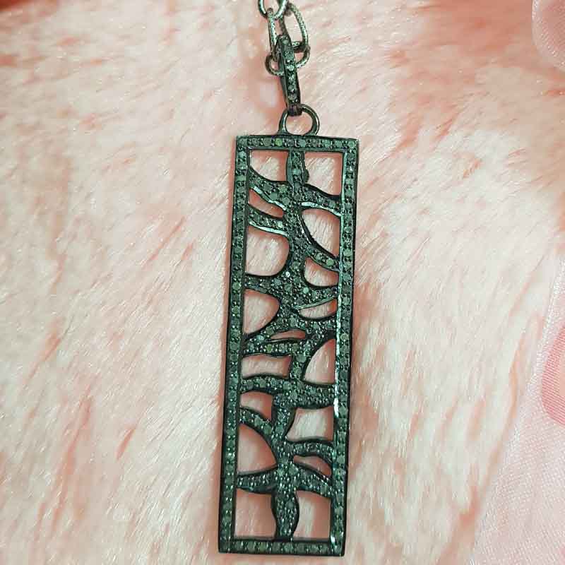 Natural Pave Diamond Gorgeous Fancy Designer Pendant, Silver Jewelry