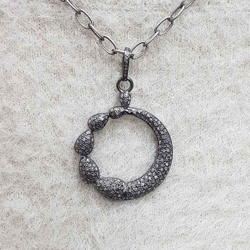 Round Fully Pave Diamond Fancy Designer Pendant, Stunning Round Shape Necklace, Gift For Him