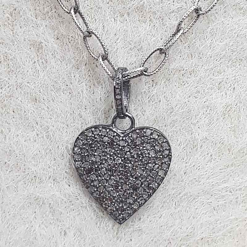 Beautiful Small Heart Pendant With Pave Diamond Layers, Silver Jewelry, Gift For Lovers