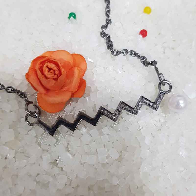 925 Sterling Silver Fancy Designer Pendant, ZigZag Necklace, Gift For Mom