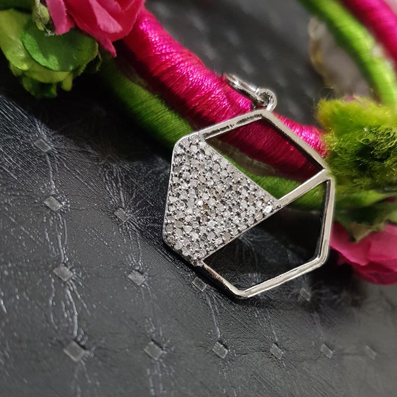 Designer Pave Diamond Stylish Handmade Fancy Pendant, Fancy Pendant, Silver Jewelry