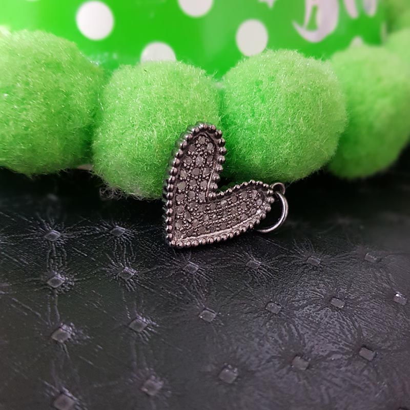 Charming Heart A Token of Love, Unique Design Handmade 925 Sterling Silver Beautiful Heart Charms With Pave Diamond, Minimalist Heart Charm, Silver Jewelry