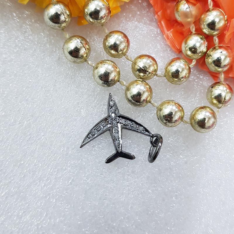 Timeless Flight Airplane Jewelry Charm, Good Looking Handmade Designer Beautiful Fancy Charm With pave Diamond, Silver Jewelry
