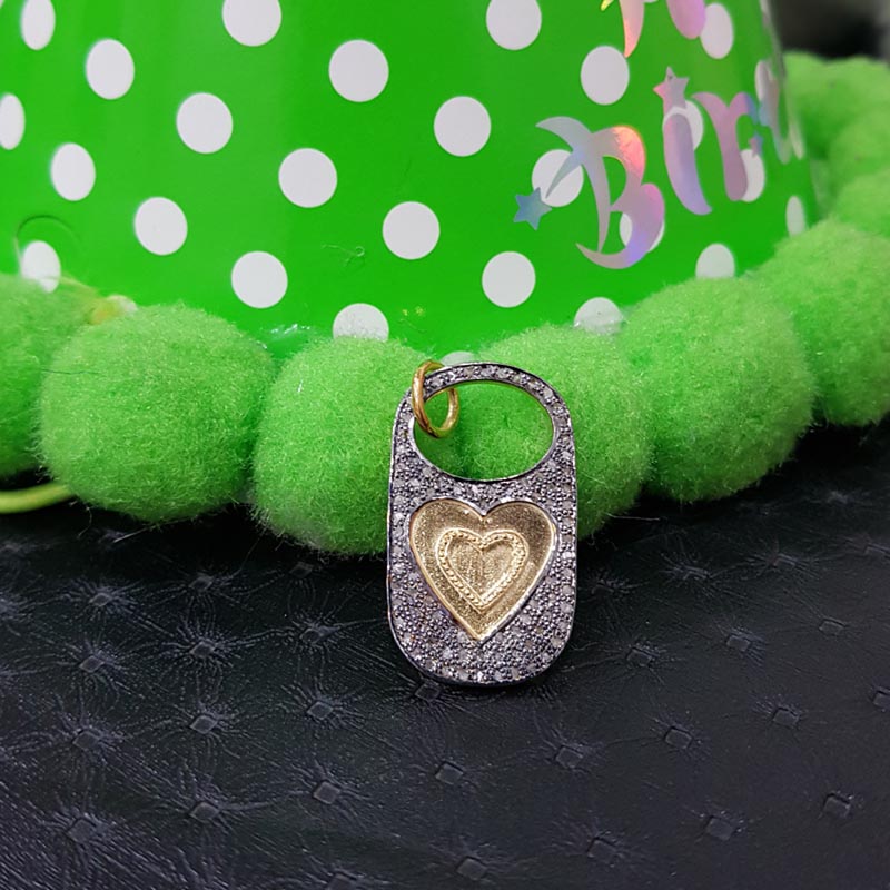 Eternal Lock of Love, New Style 925 Sterling Silver Pave Diamond Handmade Beautiful Lock Design Pendent Joined Heart