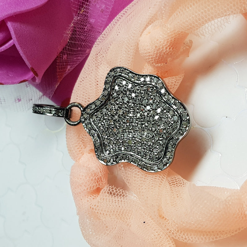 Classic Fancy Pendant, 925 Sterling Silver Pave Diamond With beautiful Fancy Pendant, Silver Jewelry