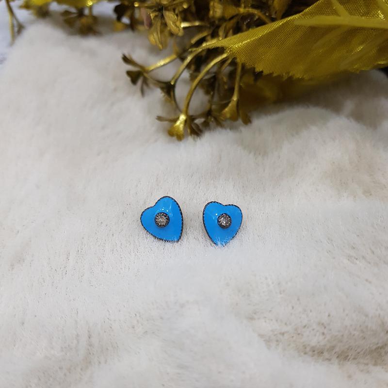 Glorious Bringing the shine to every outfit Designer Beautiful Little Minimalist Enamel Stud/Earrings, Silver Jewelry, Gift For Girl, Birthday Gift