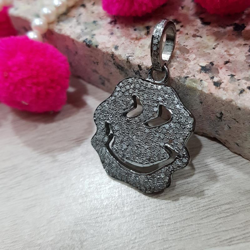 Festive Halloween Pendant, 925 Sterling Silver Pave Diamond With beautiful Fancy Pendant, Halloween Day Gifted By Love