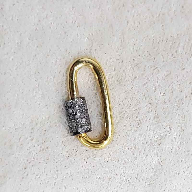 Decorous Yellow plated Pave Diamond Screw Clasp Lock, Silver Jewelry