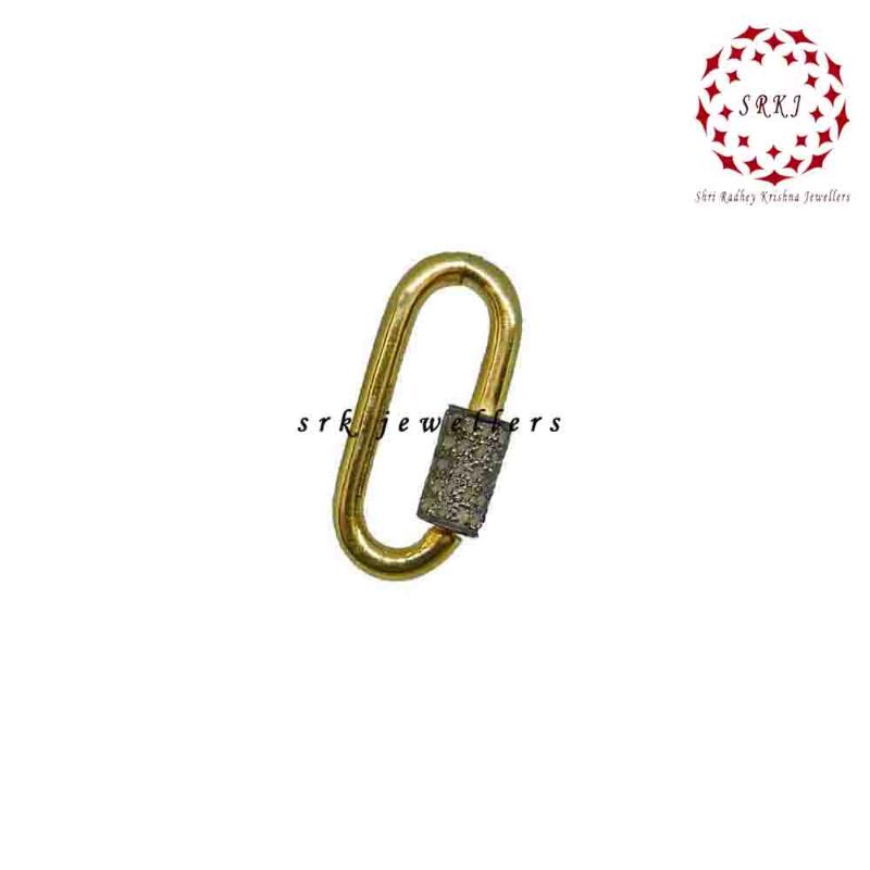 Decorous Yellow plated Pave Diamond Screw Clasp Lock, Silver Jewelry
