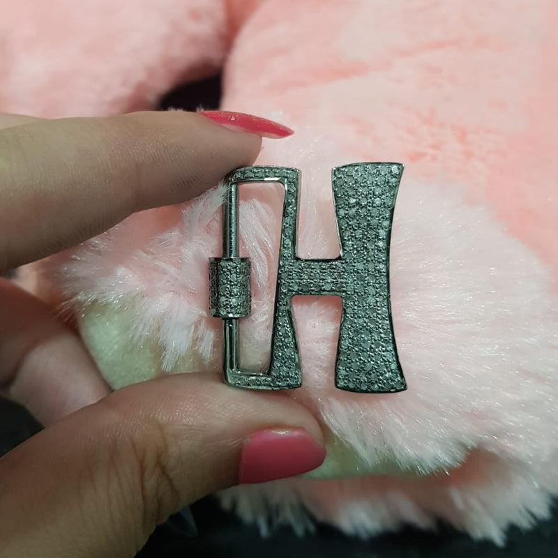 Secrets Within Clasps, Glorious H Latter Clasp With Pave Layers, Clasp, Silver Jewelry