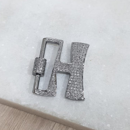 Secrets Within Clasps, Glorious H Latter Clasp With Pave Layers, Clasp, Silver Jewelry