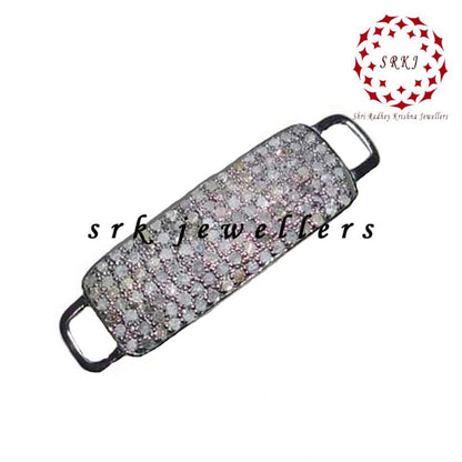 Sapphire And Pave Diamond Handmade Designer Connector, Shiny Diamond Connector, Silver Jewelry