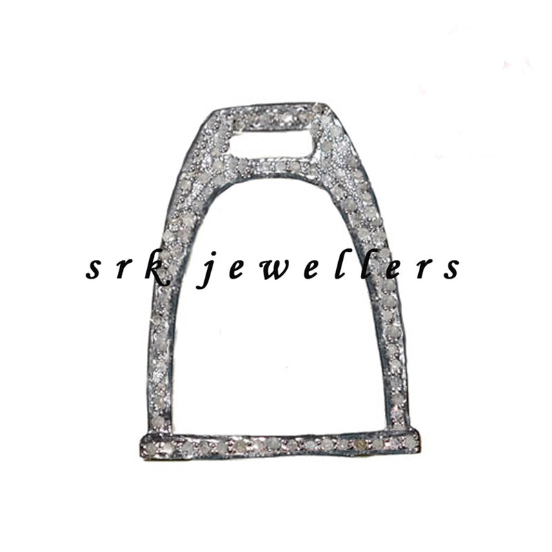 925 Sterling Silver Natural Pave Diamond Handmade Connector, Silver Jewelry