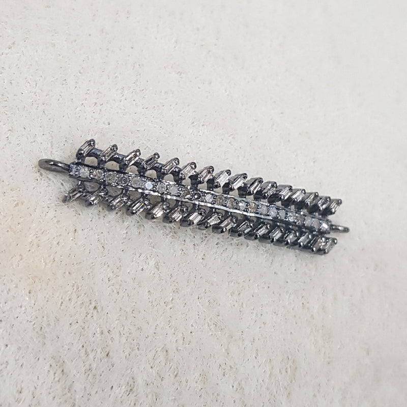 Handmade Designer Stylish Baguette And Pave Diamond Connector, Silver Jewelry, Gift For Someone