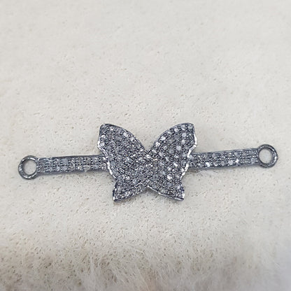 Wings of Elegance The Butterfly Bracelet Butterfly Designer Pave Diamond Handmade Connector, Silver Jewelry