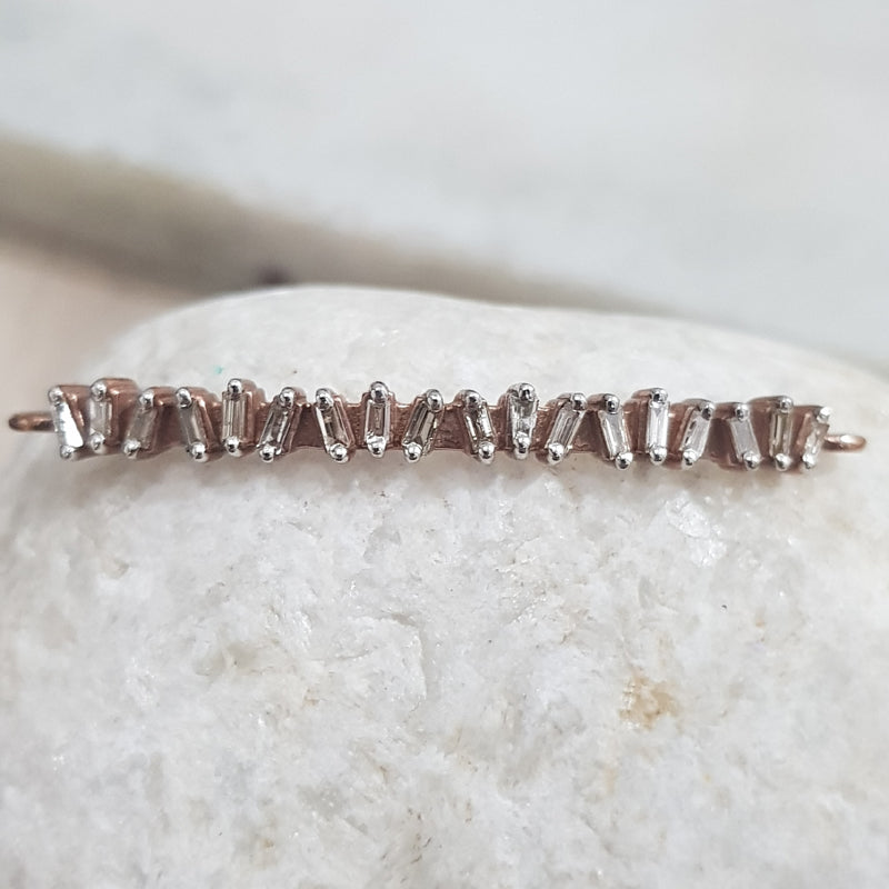 Baguette Stone Handmade Designer Silver Connector, Rose Gold Connector, Silver Jewelry