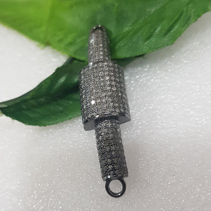 Unique Designer Handmade Style Pave Diamond Connector, Silver Jewelry, Gift For Her