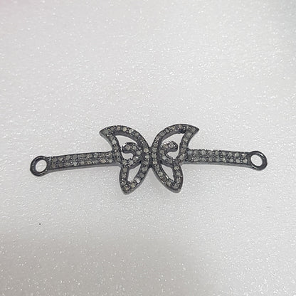 Glorious Butterfly Connector With Pave Diamond Layers, Butterfly Connector, Silver Jewelry