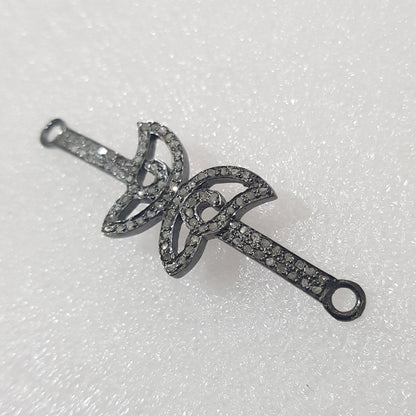 Glorious Butterfly Connector With Pave Diamond Layers, Butterfly Connector, Silver Jewelry