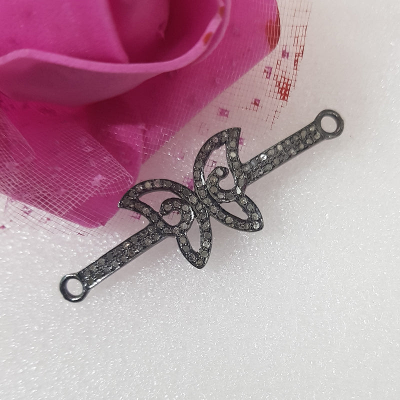 Glorious Butterfly Connector With Pave Diamond Layers, Butterfly Connector, Silver Jewelry