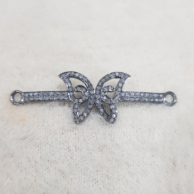 Glorious Butterfly Connector With Pave Diamond Layers, Butterfly Connector, Silver Jewelry