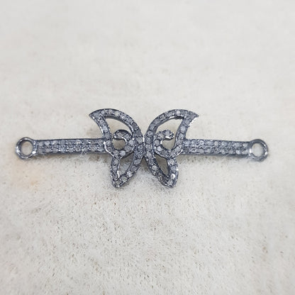 Glorious Butterfly Connector With Pave Diamond Layers, Butterfly Connector, Silver Jewelry