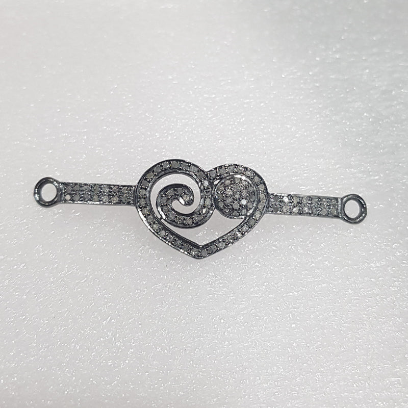 Heart Designer Stunning Connector, Heart Connector, Silver Jewelry