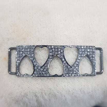 Lovely Fancy Designer Pave Diamond Silver Connector, Heart Connector, Silver Jewelry