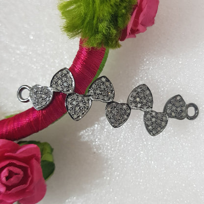 Small Pave Hearts Designer Handmade Designer Connector, Cutest Charm Heart Connector, Silver Jewelry