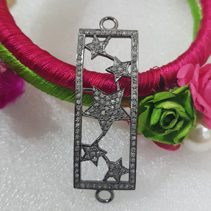 Classic Star Connector, Pave Diamond Beautiful Stars Designer Connector, Gift For Wife, Anniversary Gift