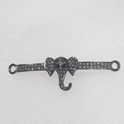 Elephant Designer Pave Diamond Connector, Animal Connector, Silver Jewelry