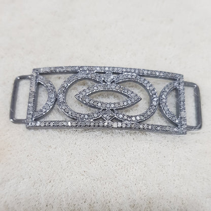 925 Sterling Silver Fancy Designer Pave Diamond Stunning Connector, Silver Jewelry, Gift For Her, Him