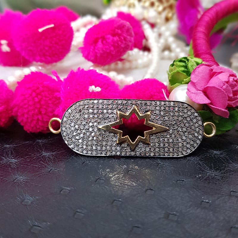 Attractive Pave Diamond Handmade Fancy Designer Connector, Gift For Lovers