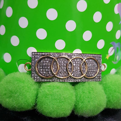 Round Designer Fancy Style Connector With Pave Diamond, Shiny Connector, Gift For Lovers