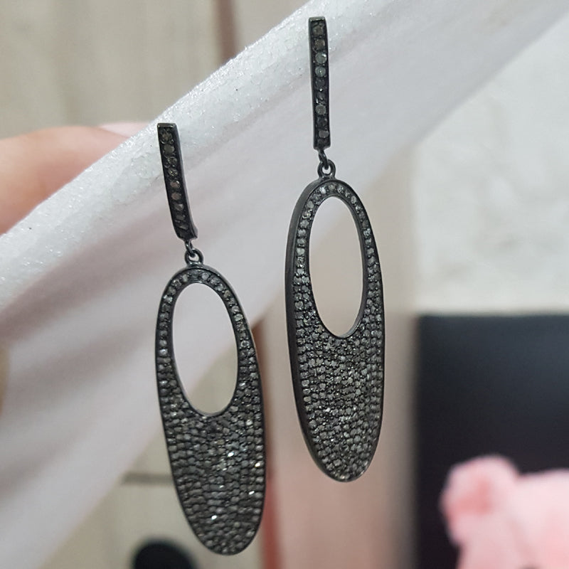 Stylish Fully Pave Diamond Beautiful Earrings, Fancy Earrings, Gift For Girlfriend, Silver Jewelry