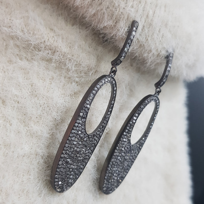 Stylish Fully Pave Diamond Beautiful Earrings, Fancy Earrings, Gift For Girlfriend, Silver Jewelry