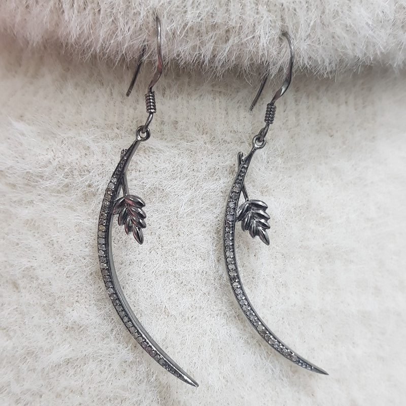 Horn Style Earrings With Pave Diamonds, Stylish  statement pieces, Silver Jewelry