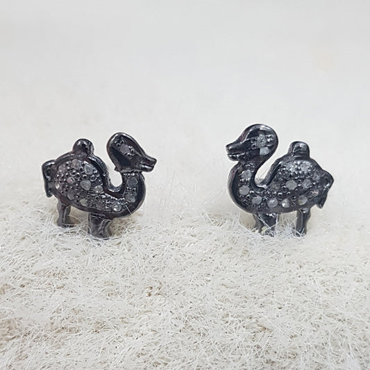 Small Duck Style Pave Diamond Stud, Animal Stud Earrings, Gift For Girl, Birthday Gift