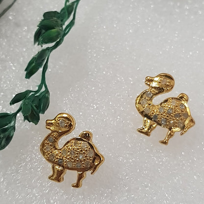 Small Duck Style Pave Diamond Stud, Animal Stud Earrings, Gift For Girl, Birthday Gift