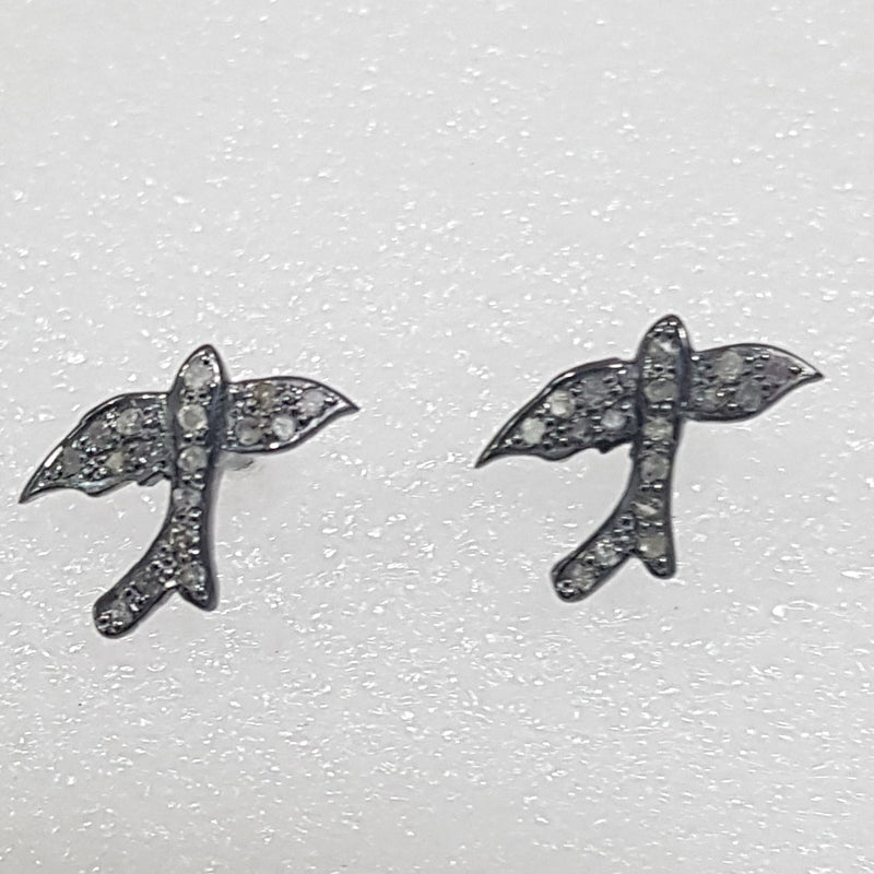 Mini Stud Earrings, Bird Style Pave Diamond Stud, Silver Jewelry, Stud Earrings, Gift For Sister