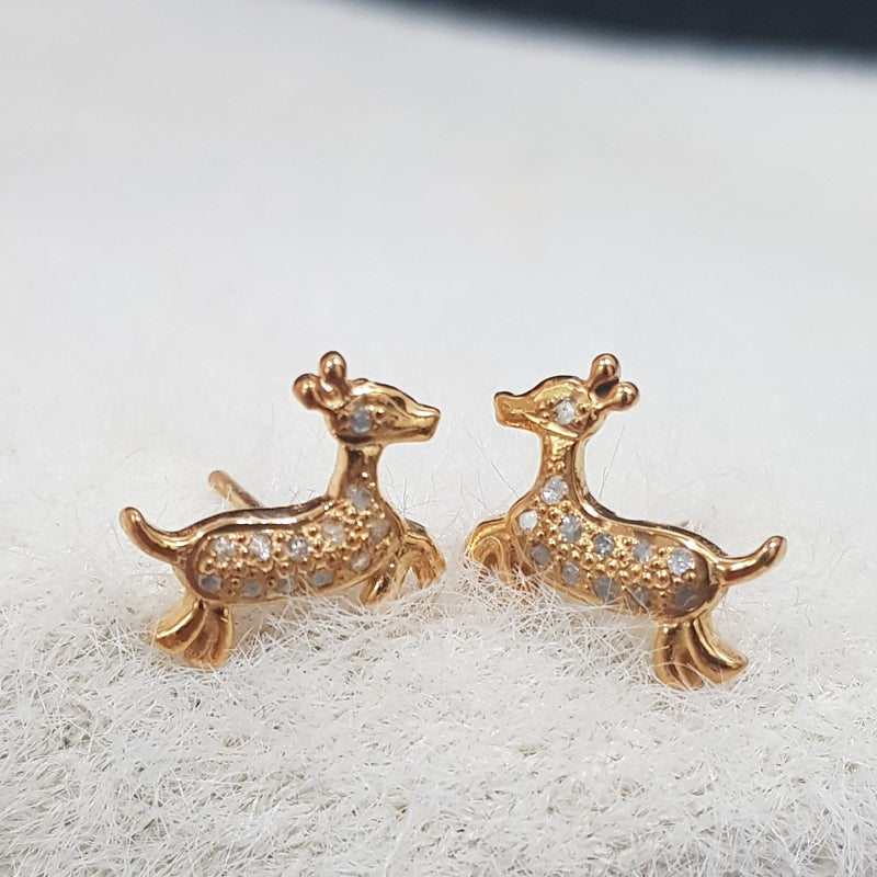 Small Beautiful Pave Diamond Stud Earrings, Animal Stud Earring, Gift For Mom