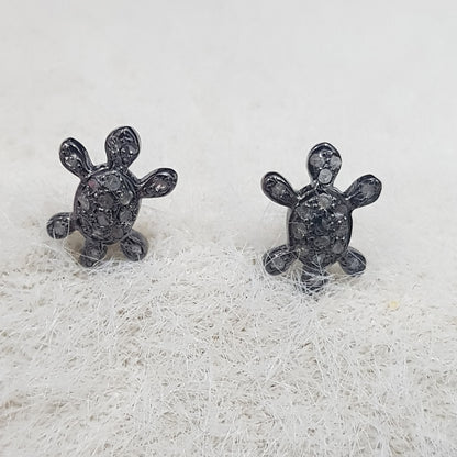 Little stud Tortoise Designer Small Glorious Pave Diamond Stud, Silver Jewelry, Gift For Girl