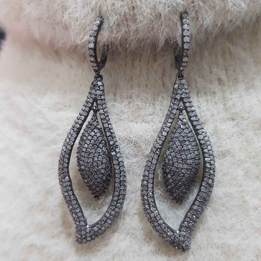 Attractive Tear Drop Designer Earrings With Pave Layers, Stunning Earrings, Shiny Earrings, Gift For Women's