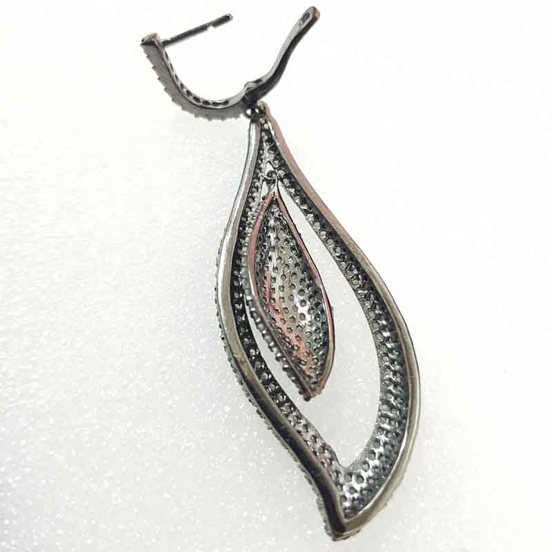 Attractive Tear Drop Designer Earrings With Pave Layers, Stunning Earrings, Shiny Earrings, Gift For Women's