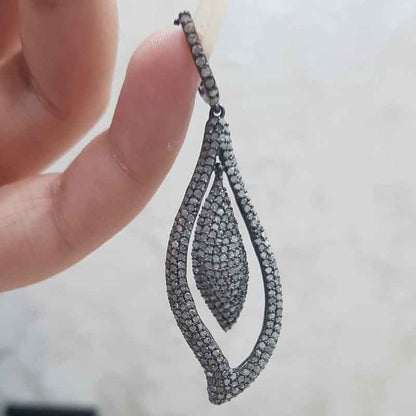 Attractive Tear Drop Designer Earrings With Pave Layers, Stunning Earrings, Shiny Earrings, Gift For Women's