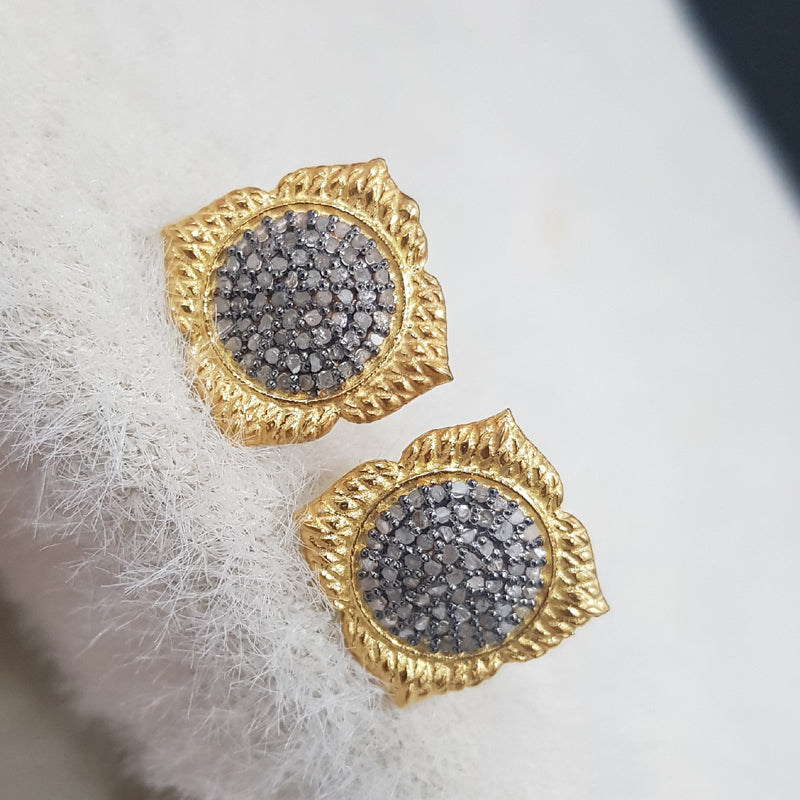 Elegant Flower Earrings, Yellow And Black Beautifully Designed Flower Stud With Pave Layers, Flower Style, Gift For Girl