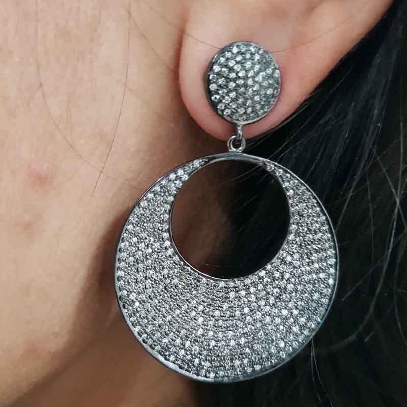 Round Fancy American Diamond studded Earring